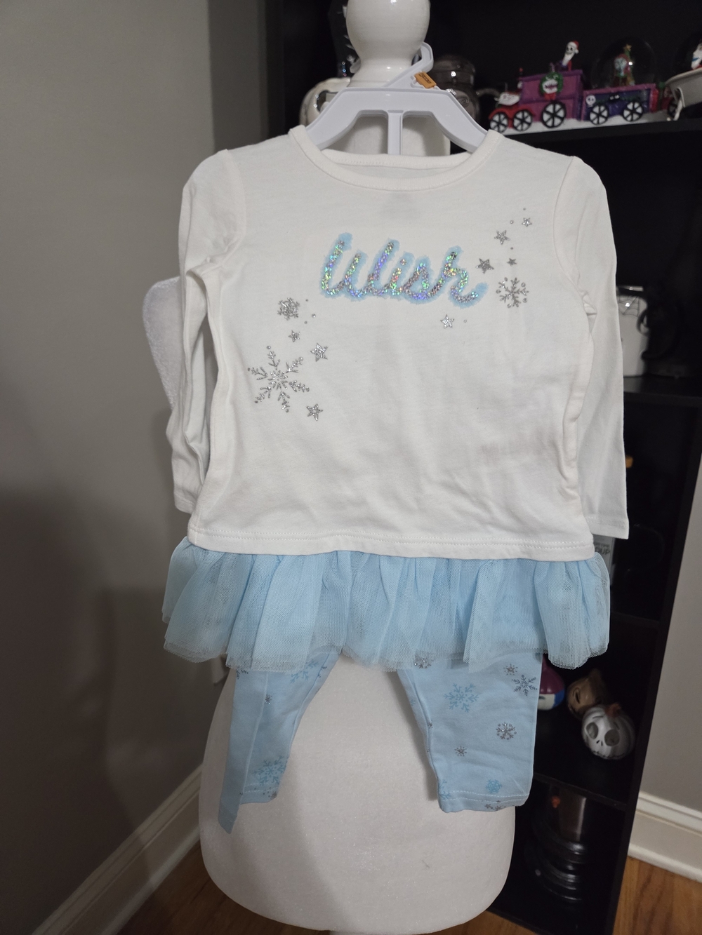Carter's White and Light Blue Snowflake Tutu Top & Leggings Set